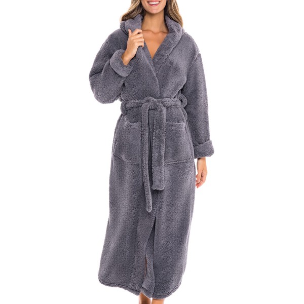 Alexander Del Rossa Womens Fluffy Robe, Fuzzy Robe for Women,