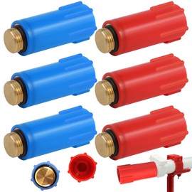 1/2 Inch Brass Threaded Red & Blue Water Pipe Blind Caps with O-Ring Seal for Building (6Pcs)
