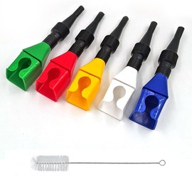 5 Pcs Snap Fit Funnel,1 Cleaning Brush,Flexible Wide Mouth Funnel With Built in Filter,Flexible Oil Filler, Universal Buckle Refueling Tool for Car & Household Use