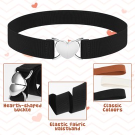 ASTER 3Pcs Girls Belts, Elastic Toddler Belts for Girls, Cute Stretch Kids Belt Adjustable Toddler Belts with Heart Buckle for Boys Girls