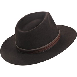 Harrys-Collection Rollable Hat with Wide Brim Brown Fabric Ribbon in 3 Colours - 61
