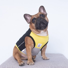 iChoue French Bulldog Summer Cooling Shirt for Dogs UV Sun Protection Vest Sleeveless Stretchy Tank Top English Pug Yellow Black - Large Plus