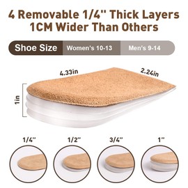 Abnaok Heel Lift, 4 Layer 2 Pairs Gel Shoe Lifts for Women Uneven Legs,Adjustable Orthopedic Heel Lifts for Heel Pain and Leg Length Discrepancy, Heel Wedge Inserts 1/4" to 1"