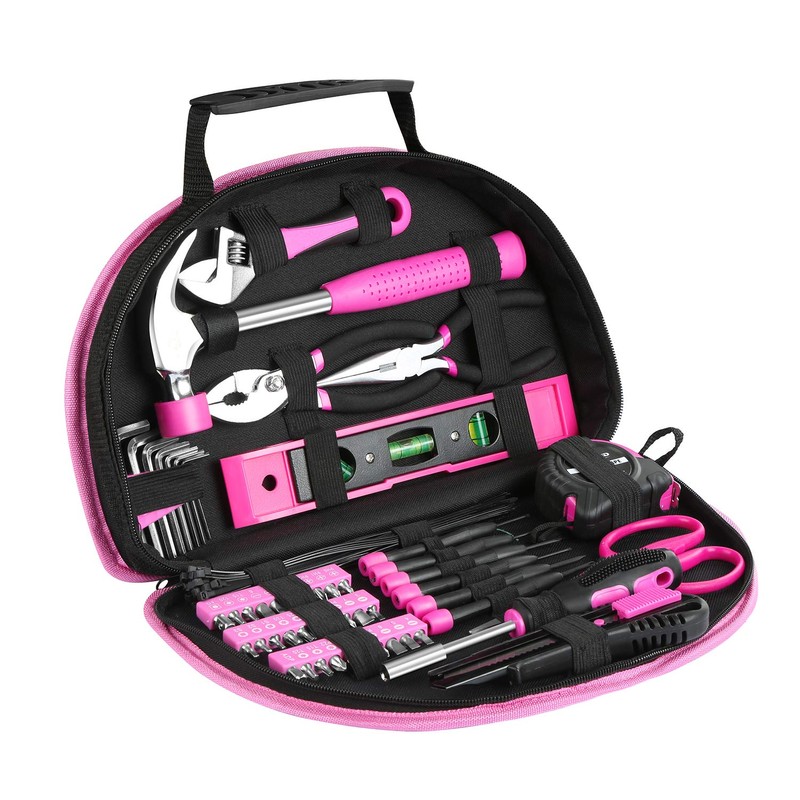 EXCITED WORK 69-Piece Pink Tool kit, Ladies Hand Tool Set