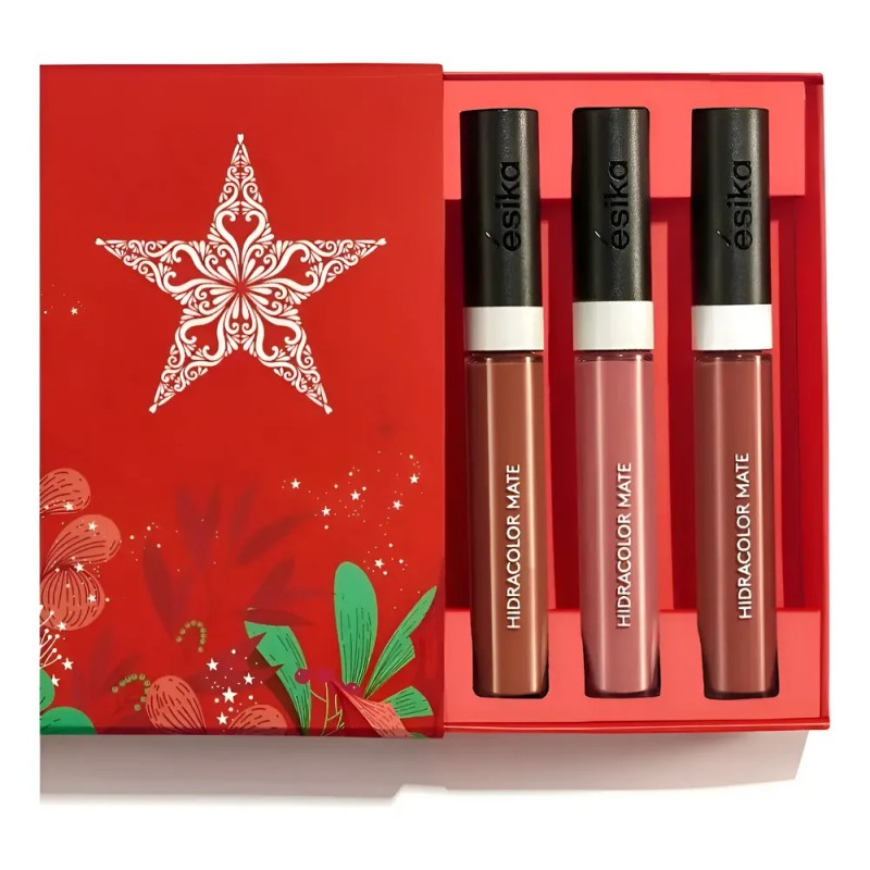 Ésika Set Labiales Hidracolor Mate Nude X3 Edl Navidad