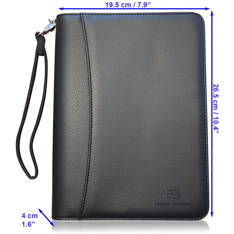 Junior Zippered Padfolio with A5 Notepad - Matt Black PU