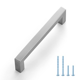 Ravinte 1 Pack Stainless Steel 5 Inch Cabinet Pulls Brushed Nickel Kitchen Cabinet Handles Square Kitchen Hardware for Cabinet Come with Screwdriver