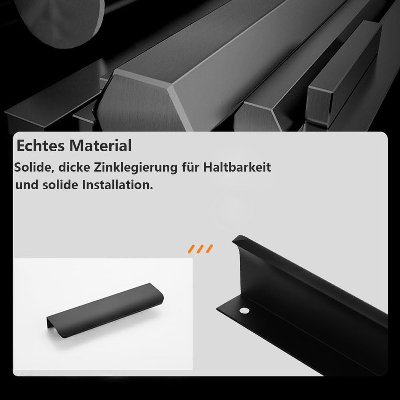 Kisstta Concealed Drawer Handle, Hidden Cabinet Handles, Concealed Black Handle