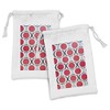 Lunarable Modern Fabric Pouch Set of 2, Pattern with Red