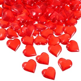 Tatuo 160 Pieces Acrylic Heart Decoration Valentine's Day Heart Ornaments for Vase Fillers and Table Scatter, 0.9 Inch (Red)