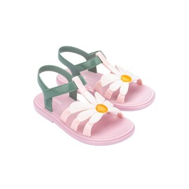 mini melissa Hip Bloomy Sandal for Kids, Metallic Pink/Green, 2