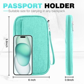 Passport Holder Family RFID Travel Document Organizer for Women Waterproof Passport Wallet Men Portable Case for Cards, Boarding Pass, ID, Money, Tickets with Zipper