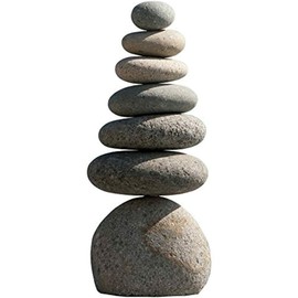 Garden Age Supply Natural River Rocks Stacked Stone Balanced Rock Cairn Sculpture - Zen Stones Meditation Cairn (Septuple)