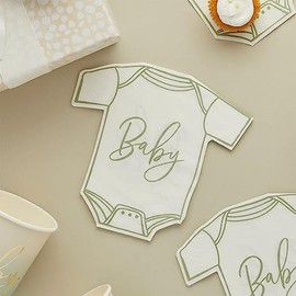 16 Sage Green Baby Napkins, Baby Shower Tableware, Baby Grow Design Green Napkins, Green Baby Shower, Mum To Be Party