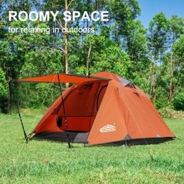 2-3 Person Backpacking Tent with Double Door 2 Vestibule, Waterproof Windproof Lightweight Easy Set Up 3 Season 2 Man Two Person Tent for Camping, Hiking, Motorcycle, Mountaineering with UPF 50+