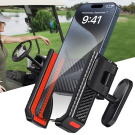 PHCOHIDO Magnetic Golf Cart Phone Holder,360° Rotation Golf Cart Magnetic Phone Mount for Cellphone Golf Cart, Golf Cart Accessory & Great Gift，Red