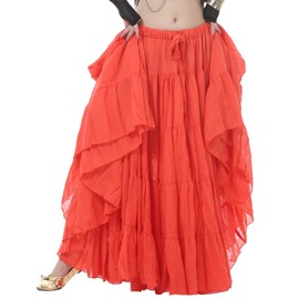 astage Mujer Danza del Vientre Full Circle maxi Trible faldas lino Bohe vestido, Rosa caliente, 16