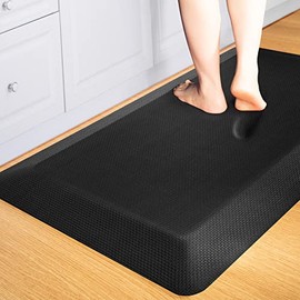 Anti Fatigue Mat Floor Kitchen Mat, FEATOL Standing Desk Mat Foam Cushioned Anti Fatigue Mats Comfort Standing Pad 9/10 Inch Thick (20" x 39", Black)