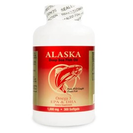 Aceite de pescado con omega-3 de aguas profundas de Alaska 1000 mg  Cápsulas blandas de EPA y DHA  Capturado en la naturaleza y de origen sostenible  
