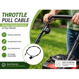 Lawn Mower Zone Control Cable for Engine Repair – Stainless Steel Throttle Pull Replacement for 22" Decks