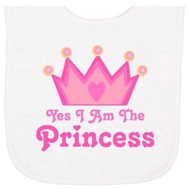 inktastic Yes I Am the Princess Crown Baby Terry Cloth Bib White 519f