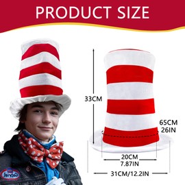 FashionVista Red and White Stovepipe Hat Top Hat Cosplay Costume Accessories Headwear Funny Party Favors Costume Hat Women Men