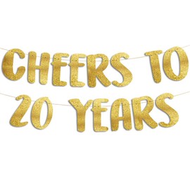 Sterling James Co. Gold Glitter 20th Anniversary Birthday Banner Party Decoration