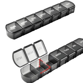 Weekly Large Pill Organizer for Travel, 7 Day Pill Boxes and Organizer, Big Compartments Pill Case,Convenient and Easy to Use, Medication Dispenser for Fish Oils, Vitamin Holder Supplement