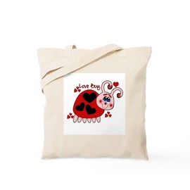 CafePress Love Bug Tote Bag Reusable Natural Beige Canvas Shopping Bag