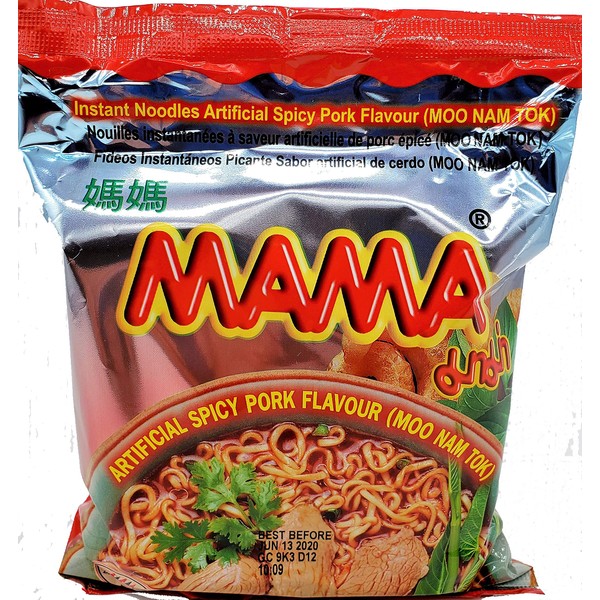 MAMA Ramen Style Instant Oriental Noodles Spicy Pork Flavor 10 Pack