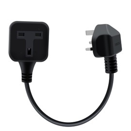 YINGAYOU Short 1 Way Gang Single Socket 13A 250V Single Gang Extension Lead Short for Home Office School (Black, 0.3 m)
