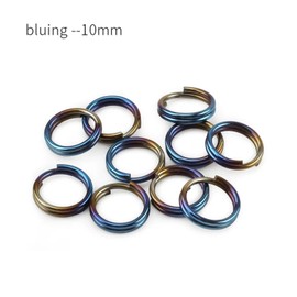 10Pcs Titanium Alloy Split Key Rings, Mini Keyrings Keychain, Bluing 10mm