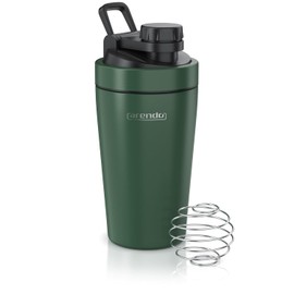 Arendo - Protein Shaker Stainless Steel 500 ml, Protein Shaker with Mixing Ball, BPA-Free, Mixing Cup, Metal Premium Protein Shaker, Carry Handle, Dishwasher Safe, To Go for Yoga Fitness Sports, Dark