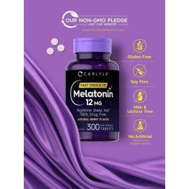 Melatonina 300 Tabletas Sabor Berry 12mg Maxima Potencia Sabor Bayas