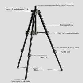 HUIOP Aluminum Alloy Height Adjustable Fishing Rod Tripod Portable Folding Fishing Pod Tripod