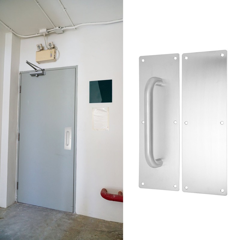 Pull Push Door Plate Handle with Screws 304 Stainless Steel