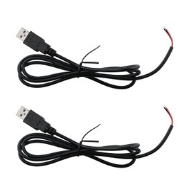 DGZZI 2pcs 24AWG USB Pigtail 2 Wire USB 2.0 Cable 3.3 Feet (1 Meter) USB Male Cable 5V 5A Black USB Plug Power Cable