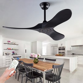 KBZZ 42 inch Ceiling Fan no Light, Black Solid Wood Ceiling fan with Remote Control and Reversible DC Motor, Indoor Bedroom Living Room Office Outdoor Ceiling Fans without Lightfor Patio