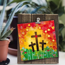 Religious Easter Cards - Three Crosses, pack of 5 cards with white envelopes, with Bible verse inside these Christian Easter cards, by Just Cards Direct