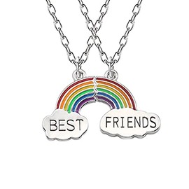 ShiQiao Spl Best Friend Friendship Gifts for Girls Birthday Gifts for Women Bestie Christmas Gifts for BFF Necklace for 2 Girls Rainbow Necklace