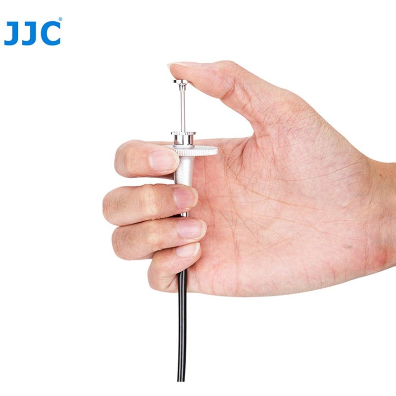 JJC TCR-40S Silver 40cm Threaded Cable Release, Mechanical Shutter Release