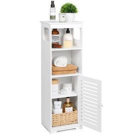 CITLOW Small Bathroom Storage Cabinet, White Floor Standing Storage Cabinet Home Storage Furniture Shelf,Suitable for Toilet Bedroom Kitchen Living Room (D/PJ)