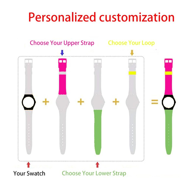 XMHYB Replacement band for Swatch Waterproof Silicone Rubber Watch Band