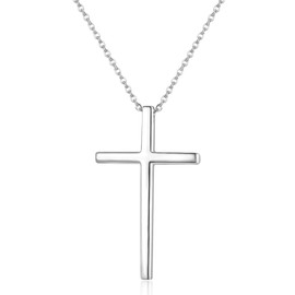 JeweBella Kreuz Kette Damen Silber 925 Kette mit Kreuz Anhänger Sterling Silber Kreuz Halskette Klassisch Verstellbar Kette für Damen Herren Schmuck Geschenk