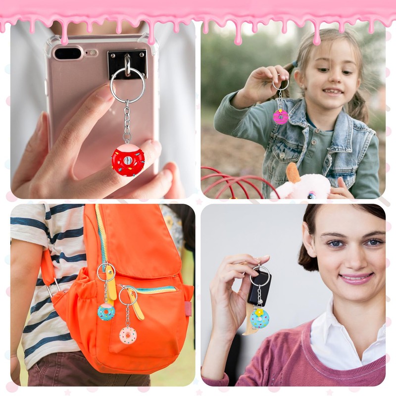 LSGYPAQ 28PACK Donut Keychain Sweet Doughnut Key Chains for Birthday