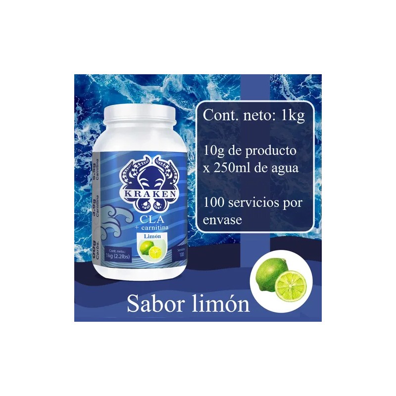 Cla Carnitina 1kg Kraken 100 Servs Pre Entreno Sabores