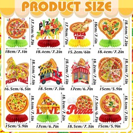 Weekgrat 12 Pcs Pizza Party Decorations Pizza Theme Party Decorations Honeycomb Table Centerpieces for Home Office Birthday Honeycomb Supplies Decor