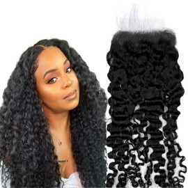 Nicewig 5x5 SKINLIKE Real HD Lace Closure Only, 0.1mm Ultra-thin Invisible HD Lace Burmese Curly 18inch,Pre Plucked with Small Hair Knots 3c4a Curly Human Hair Closure