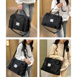 Travel Duffle Bag Weekender Overnight Bag Gym Tote Bag with Wet Pocket for Women Girls Workout Duffel Bag Water Resistant, Black, Carry-On 28-inch, Trolley Sleeve Bag With Dry and Wet Separated Pocket