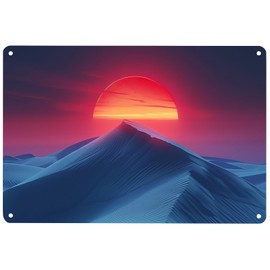 Sunset Mountain Metal Tin Logo, Used For Bars, Cafes, Restaurants, Kitchens, Living Rooms, Bathrooms, Home Art, Wall Decoration, Size 12 X 8 Inches